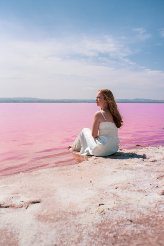 Lac rose avec modele